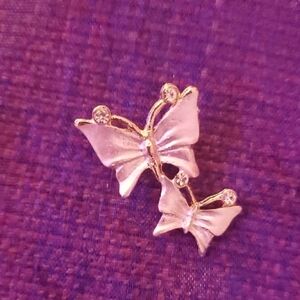 Elegant Gold Colored Butterfly Brooch